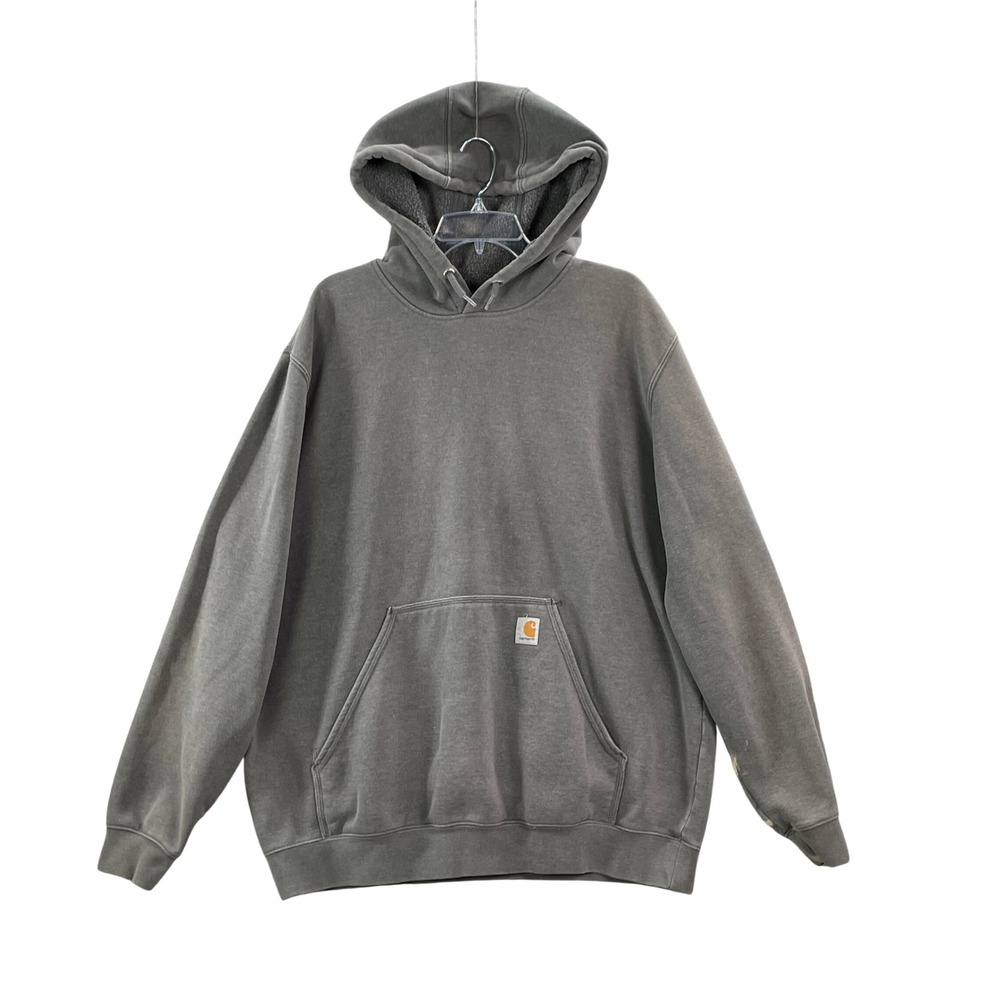 Carhartt Hoodie Mens XL Gray K288 Sleeve Logo Original Fit Pullover Sweatshirt